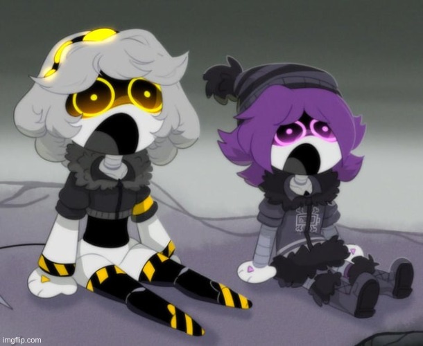 Uzi and V shocked | image tagged in uzi and v shocked | made w/ Imgflip meme maker
