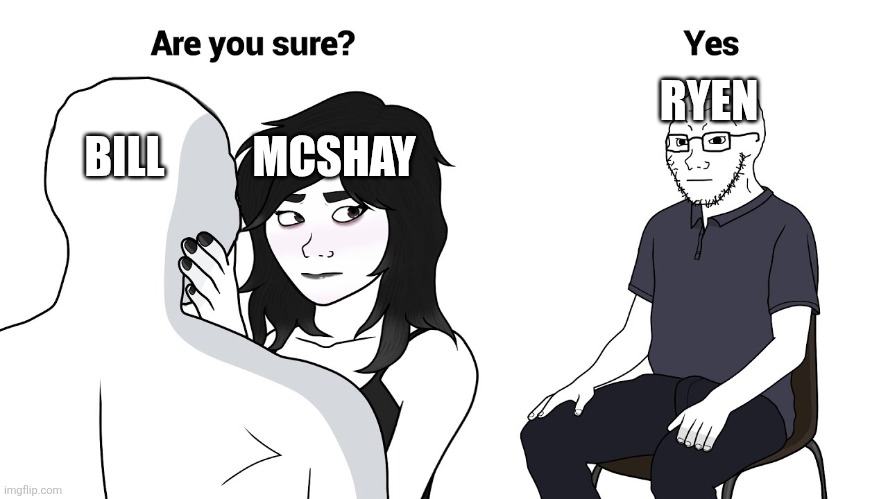 Wojak cuck | RYEN; BILL          MCSHAY | image tagged in wojak cuck | made w/ Imgflip meme maker