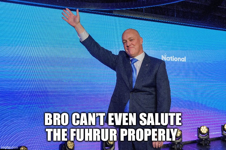 Yozza | BRO CAN’T EVEN SALUTE THE FUHRUR PROPERLY | image tagged in new zealand,politics | made w/ Imgflip meme maker