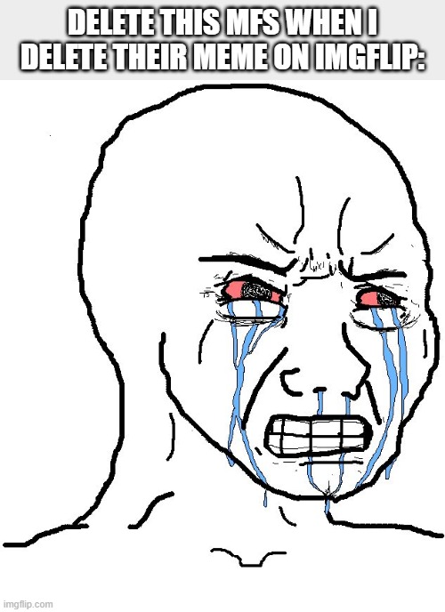 Angry Wojak | DELETE THIS MFS WHEN I DELETE THEIR MEME ON IMGFLIP: | image tagged in angry wojak | made w/ Imgflip meme maker