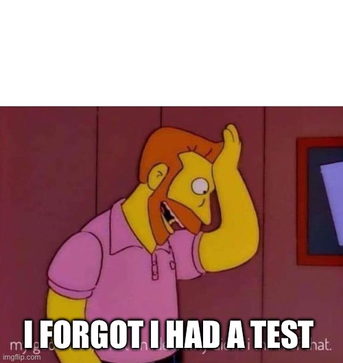 my goodness what an idea why didn't I think of that | I FORGOT I HAD A TEST | image tagged in my goodness what an idea why didn't i think of that,memes,funny | made w/ Imgflip meme maker