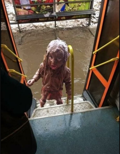 Girl Mud Bus Blank Meme Template