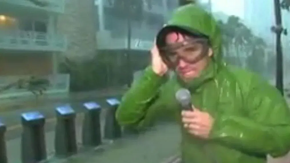 hurricane reporter Blank Meme Template