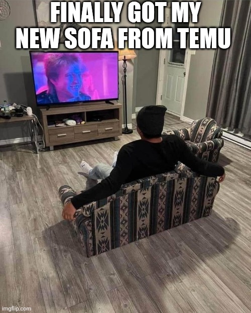 Finally Got My New Sofa From Temu | FINALLY GOT MY NEW SOFA FROM TEMU | image tagged in chrisjoines1 | made w/ Imgflip meme maker