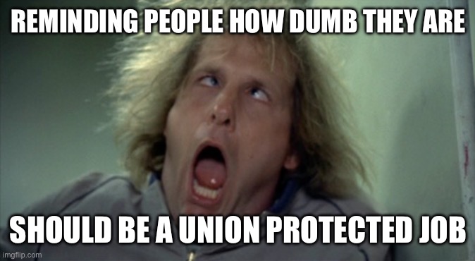 Union job | REMINDING PEOPLE HOW DUMB THEY ARE; SHOULD BE A UNION PROTECTED JOB | image tagged in memes,scary harry,laxative,shiteveryware | made w/ Imgflip meme maker