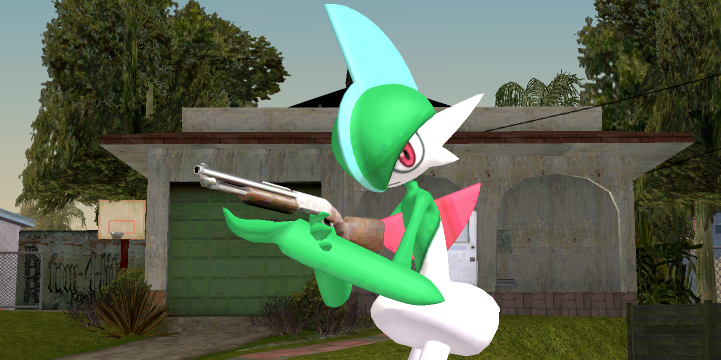 Gallade With A Shotgun Blank Meme Template