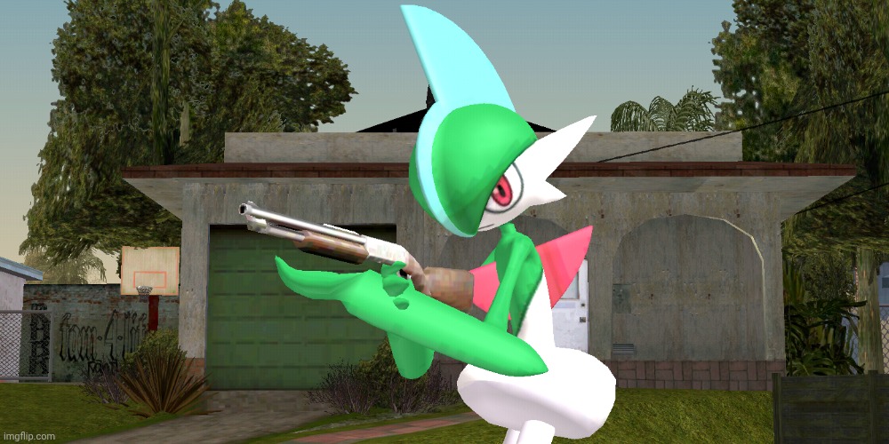 Gallade With A Shotgun For Real | image tagged in gallade with a shotgun,pokemon,gardevoir | made w/ Imgflip meme maker