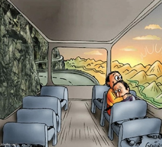 Two guys hug in bus | image tagged in two guys hug in bus | made w/ Imgflip meme maker