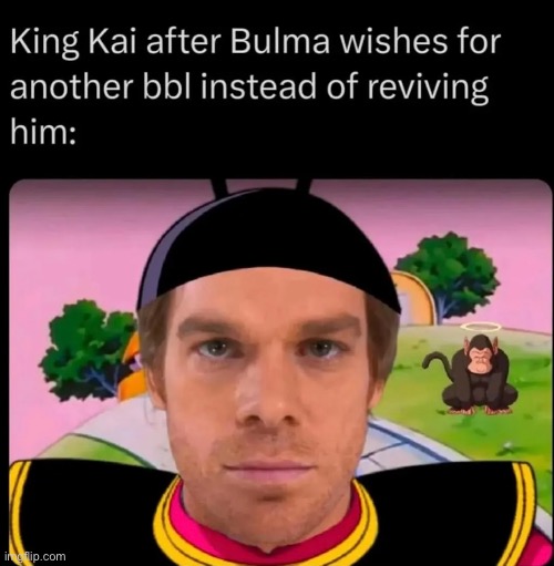 If i was king kai id be flamed | image tagged in king,kai,dbz,dragon ball,wish,mad | made w/ Imgflip meme maker