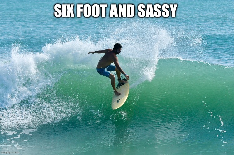Six Foot and Sassy | SIX FOOT AND SASSY | image tagged in surfing | made w/ Imgflip meme maker
