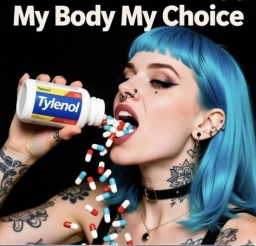 Blue hair chugging Tylenol Blank Meme Template