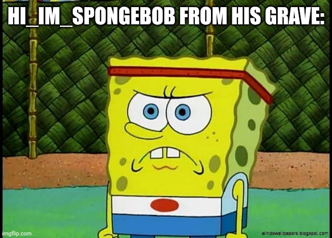 Angry political SpongeBob | HI_IM_SPONGEBOB FROM HIS GRAVE: | image tagged in angry political spongebob | made w/ Imgflip meme maker