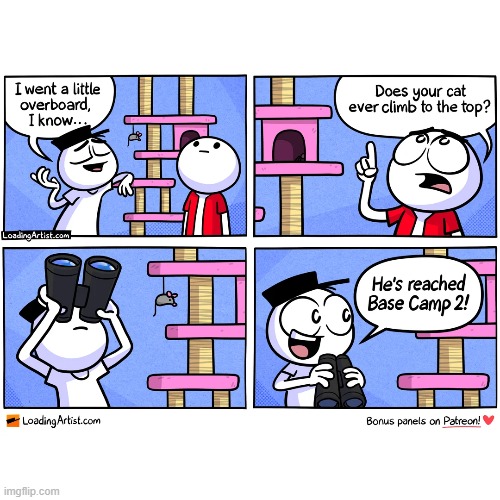 image tagged in cat,tower,tall,base,camp,2 | made w/ Imgflip meme maker
