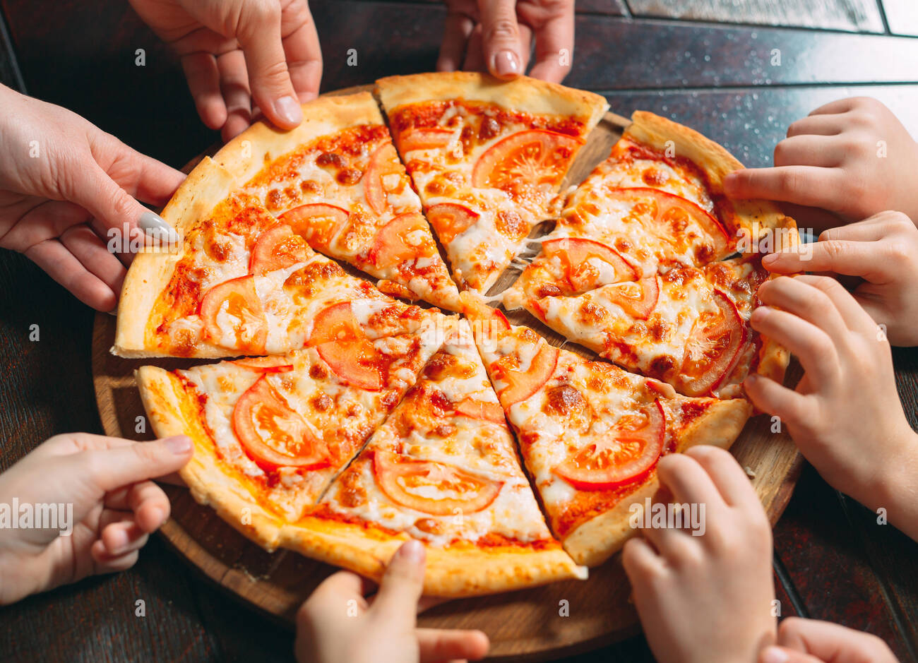 grabbing pizza slices Blank Meme Template