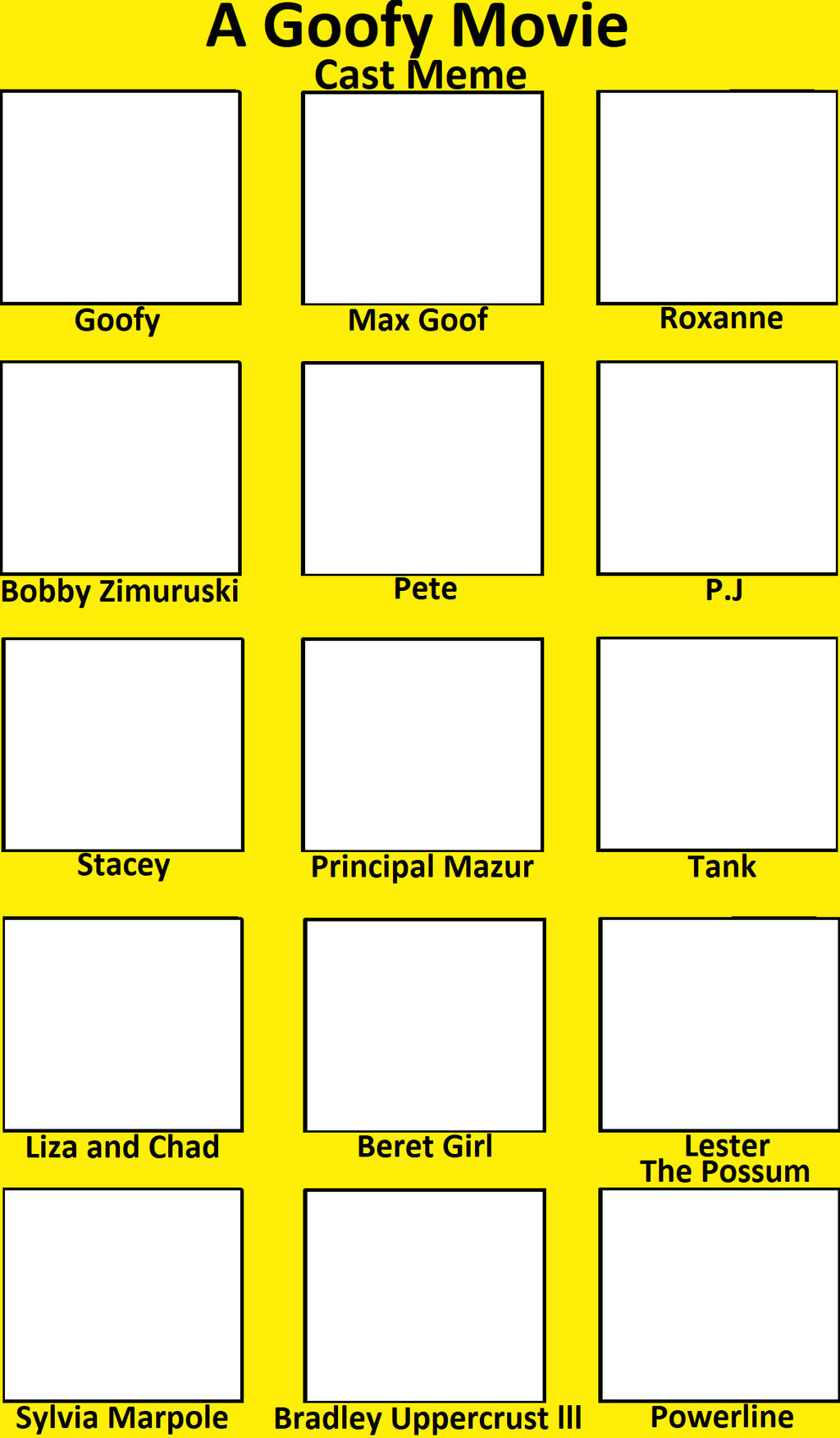 A Goofy movie (1995) cast meme Blank Meme Template