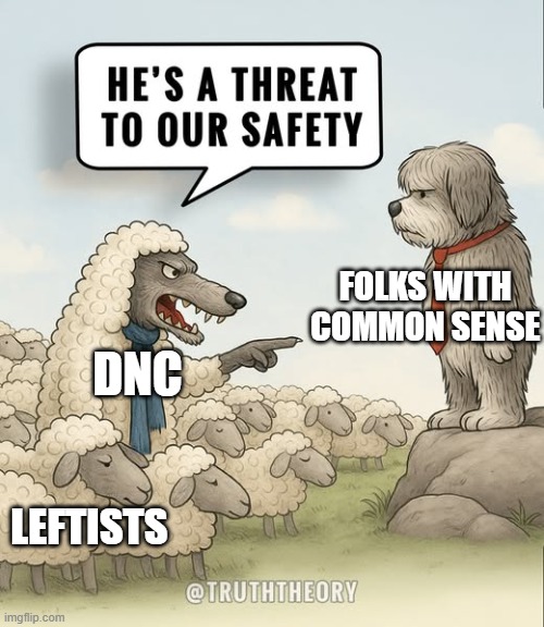 A person behind "Us vs. Them" battle | FOLKS WITH COMMON SENSE; DNC; LEFTISTS | image tagged in memes,politics,liberals | made w/ Imgflip meme maker