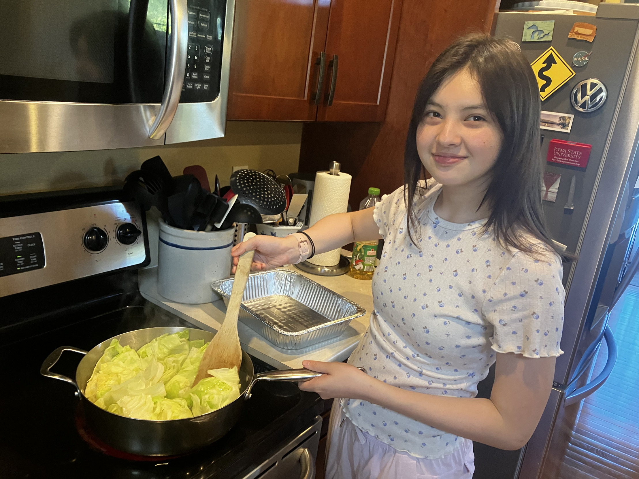 Girl Cooking Lettuce Blank Meme Template