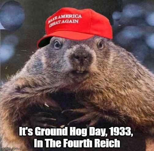 It's Ground Hog Day, 1933 | It's Ground Hog Day, 1933, 
In The Fourth Reich | image tagged in ground hog day,trump is a dictator,the emperor has no clothes | made w/ Imgflip meme maker