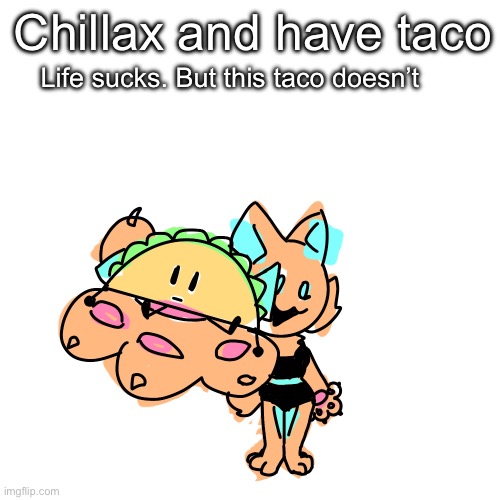 I used cat aria for once | Chillax and have taco; Life sucks. But this taco doesn’t | made w/ Imgflip meme maker