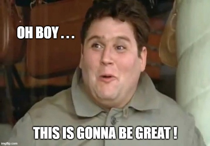Flounder | OH BOY . . . THIS IS GONNA BE GREAT ! | image tagged in flounder | made w/ Imgflip meme maker