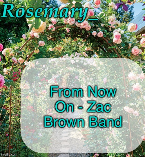 Banger song, even bangerer cover | From Now On - Zac Brown Band | image tagged in rosemary_ template | made w/ Imgflip meme maker