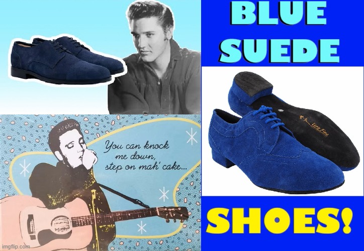 Don't you step on my Blue Suede Shoes | image tagged in vince vance,elvis,elvis presley,blue suede shoes,memes,the king | made w/ Imgflip meme maker