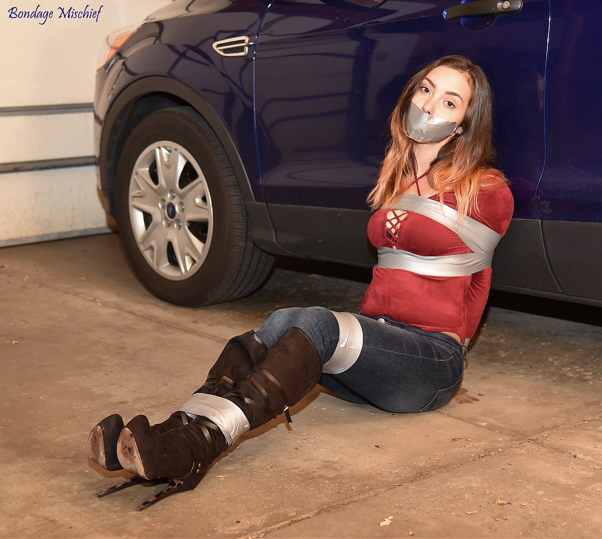 Tied up by a car Blank Meme Template