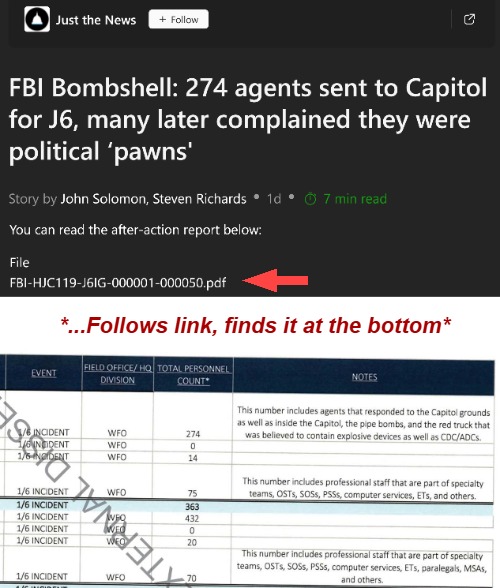 Not much of a bombshell. And not FBI - Washington Field Office. No info on the infiltrated agents - only response agents | *...Follows link, finds it at the bottom* | image tagged in news,jan6,american politics,fake news | made w/ Imgflip meme maker