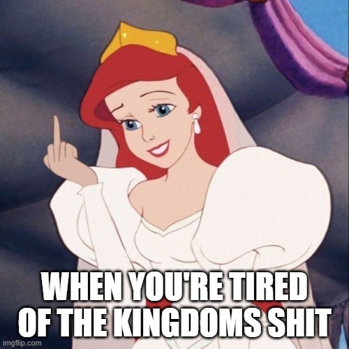 Ariel Finger | WHEN YOU'RE TIRED OF THE KINGDOMS SHIT | image tagged in cartoons,parody | made w/ Imgflip meme maker