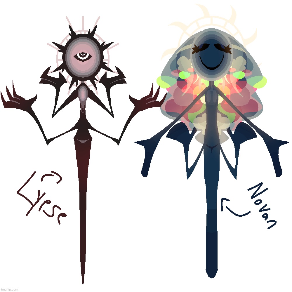 Aight designed 2 characters for the Lore I'm writing rn. They're practically the creators of the omniverse lol | made w/ Imgflip meme maker