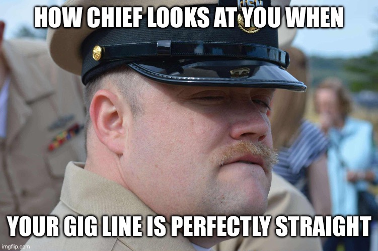 How Chief looks at you. | HOW CHIEF LOOKS AT YOU WHEN; YOUR GIG LINE IS PERFECTLY STRAIGHT | image tagged in how chief looks at you | made w/ Imgflip meme maker