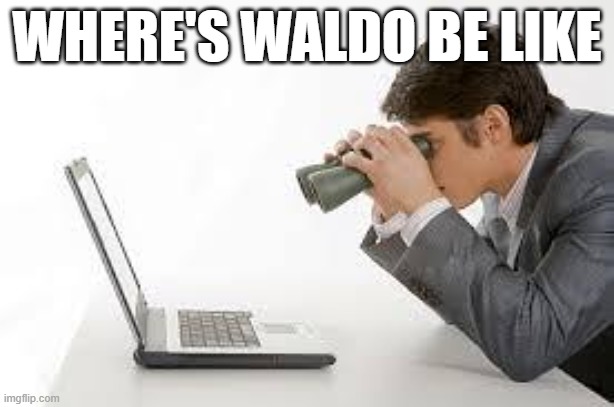 Searching Computer | WHERE'S WALDO BE LIKE | image tagged in searching computer | made w/ Imgflip meme maker