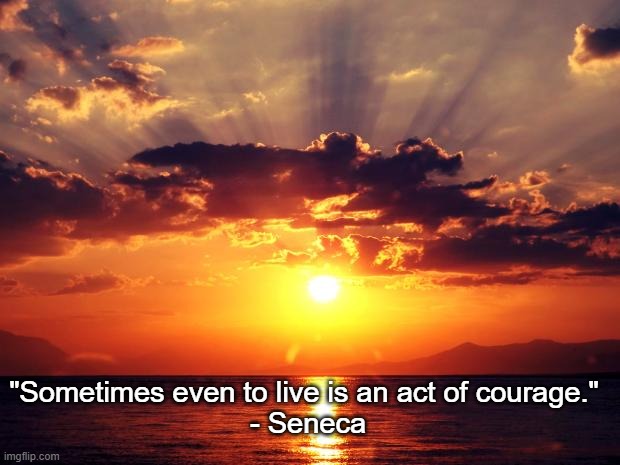 Sunset | "Sometimes even to live is an act of courage."
 - Seneca | image tagged in sunset | made w/ Imgflip meme maker