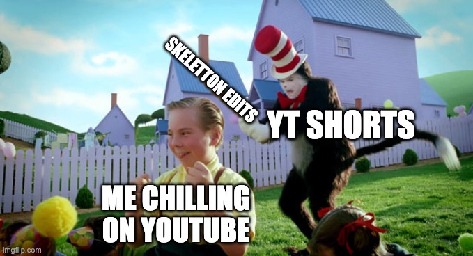 Cat in the hat with a bat. (______ Colorized) | YT SHORTS ME CHILLING ON YOUTUBE SKELETTON EDITS | image tagged in cat in the hat with a bat ______ colorized | made w/ Imgflip meme maker