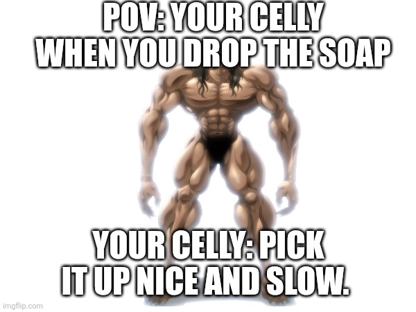 Pick up the soap | POV: YOUR CELLY WHEN YOU DROP THE SOAP; YOUR CELLY: PICK IT UP NICE AND SLOW. | image tagged in gays,dark humor | made w/ Imgflip meme maker