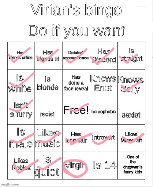 Virian's bingo | image tagged in virian's bingo | made w/ Imgflip meme maker