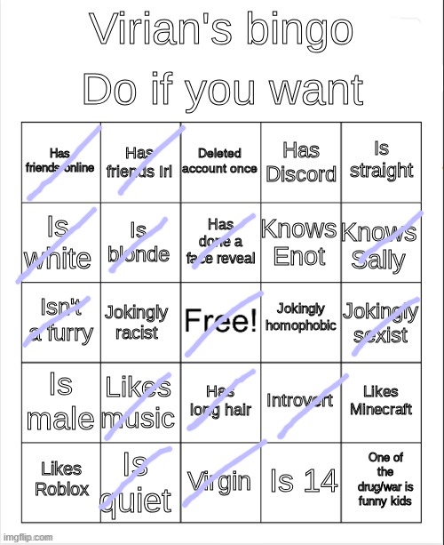 never played minecraft or roblox | image tagged in virian's bingo | made w/ Imgflip meme maker