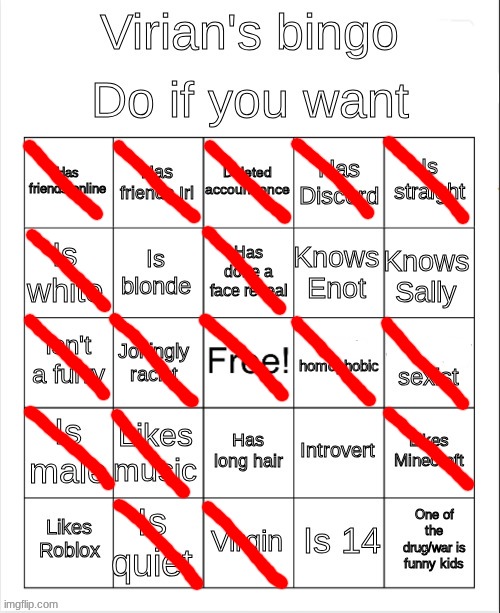 Virian's bingo | image tagged in virian's bingo | made w/ Imgflip meme maker