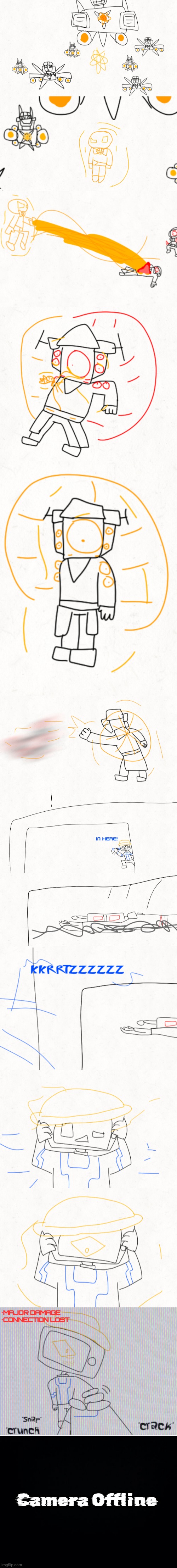Astro wars episode 4 part 5 [the final part I swear] | •MAJOR DAMAGE
•CONNECTION LOST; Camera Offline | image tagged in astro wars | made w/ Imgflip meme maker