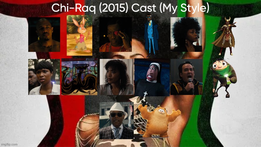 Chi-Raq (2015) Cast (My Style) | image tagged in chi-raq 2015 cast my style,meme,memes,spoof cast,chi-raq,characters | made w/ Imgflip meme maker