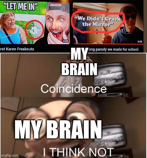 I don't know if you will get this one. | MY BRAIN; MY BRAIN | image tagged in coincidence i think not,mirror,my brain | made w/ Imgflip meme maker