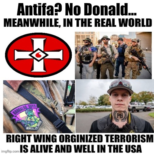 Trump is OK with the KKK. All those maga extremest voted for him and would target Democrats for Trump | Antifa? No Donald... | image tagged in trump,terrorist,maga,fascist,organization,all over america | made w/ Imgflip meme maker