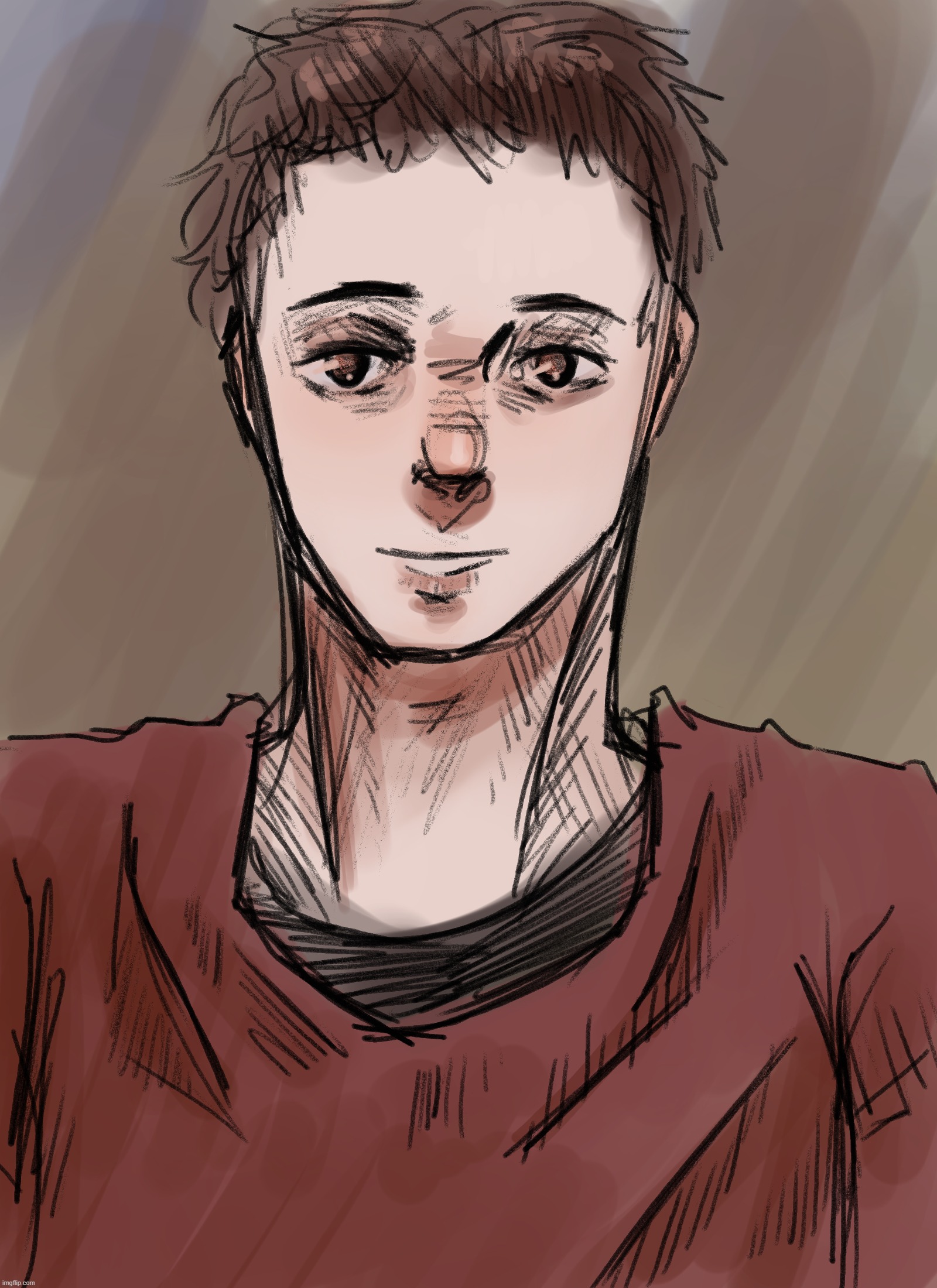 he looks like he's ab to start sobbing every time i try and draw him | made w/ Imgflip meme maker