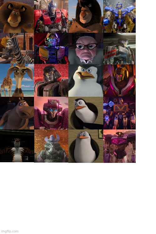 Transformers One Characters as Madagascar Characters | image tagged in transformers,madagascar,dreamworks,hasbro,recast | made w/ Imgflip meme maker