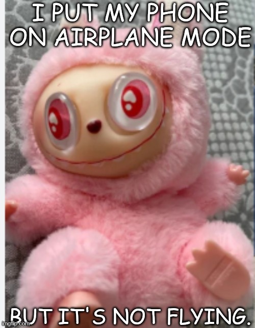 stupid lafufuuu | I PUT MY PHONE ON AIRPLANE MODE; BUT IT'S NOT FLYING. | image tagged in stupid lafufuuu | made w/ Imgflip meme maker
