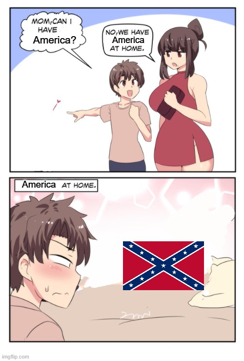 Mom Can I Have A meme | America? America; America | image tagged in mom can i have a meme,civil war,confederate,rebel flag,america,anime | made w/ Imgflip meme maker