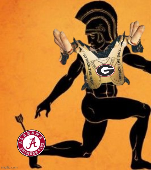 Alabama Georgia meme | image tagged in achille's heel,memes,college football,alabama football,georgia,sports | made w/ Imgflip meme maker