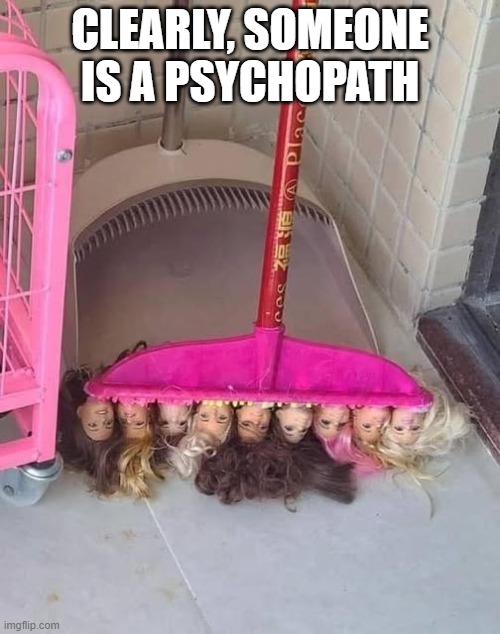 Dollheads | CLEARLY, SOMEONE IS A PSYCHOPATH | image tagged in cursed image | made w/ Imgflip meme maker