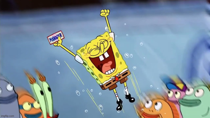 image tagged in spongebob jumping | made w/ Imgflip meme maker