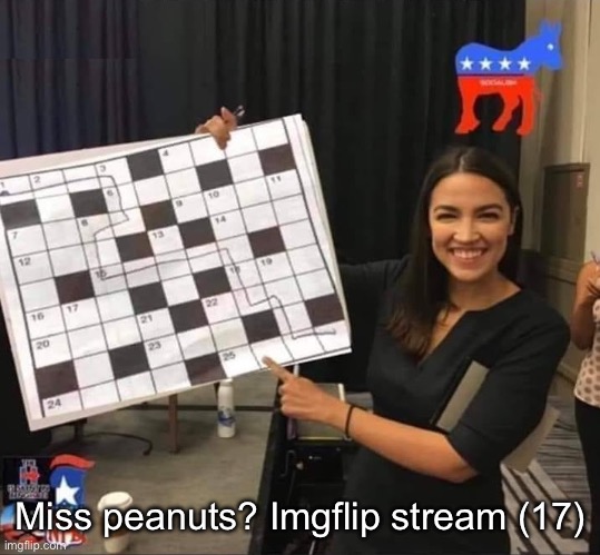Alexandria Cortez - Puzzle Master | Miss peanuts? Imgflip stream (17) | image tagged in alexandria cortez - puzzle master | made w/ Imgflip meme maker